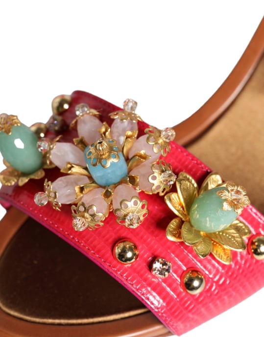 Sandalias Keira de piel fucsia con adornos de Dolce & Gabbana - Image 6