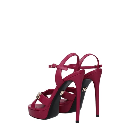 Sandalias de plataforma de cuero rosa Dolce & Gabbana - Image 4