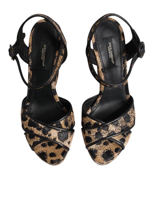 Sandalias de Tacón Plataforma con Tobillo de Leopardo Marrón Dolce & Gabbana - Image 3