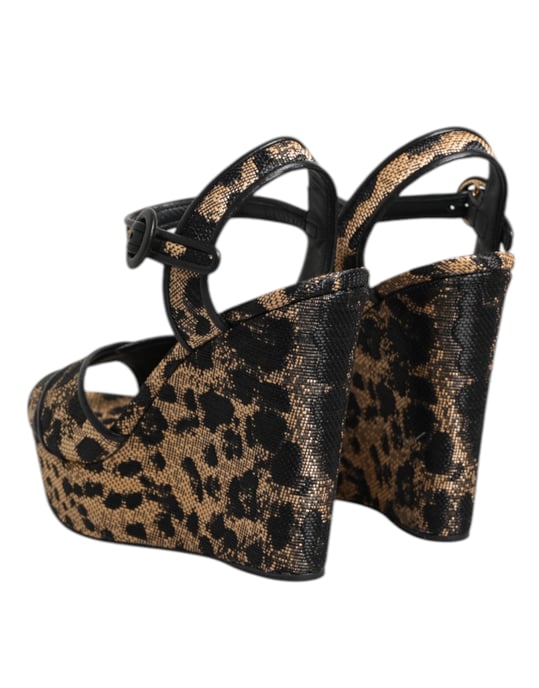 Sandalias de Tacón Plataforma con Tobillo de Leopardo Marrón Dolce & Gabbana - Image 5