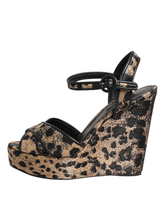 Sandalias de Tacón Plataforma con Tobillo de Leopardo Marrón Dolce & Gabbana - Image 6