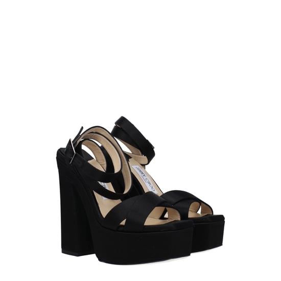 Sandalias de Plataforma de Satén Negro Jimmy Choo - Image 2