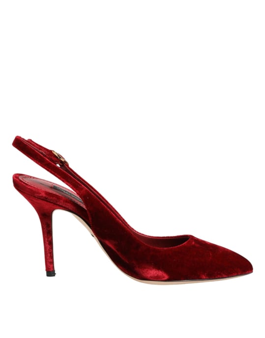 Zapatos de Tacón Alto de Ante Rojo Dolce & Gabbana con Correa al Tobillo - Image 1