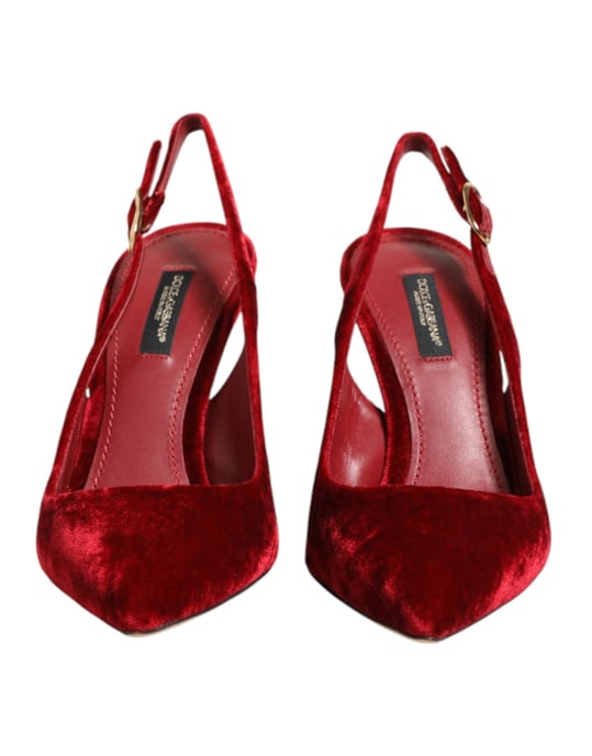Zapatos de Tacón Alto de Ante Rojo Dolce & Gabbana con Correa al Tobillo - Image 3