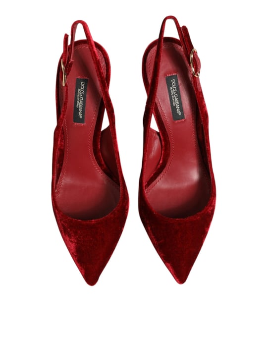 Zapatos de Tacón Alto de Ante Rojo Dolce & Gabbana con Correa al Tobillo - Image 4