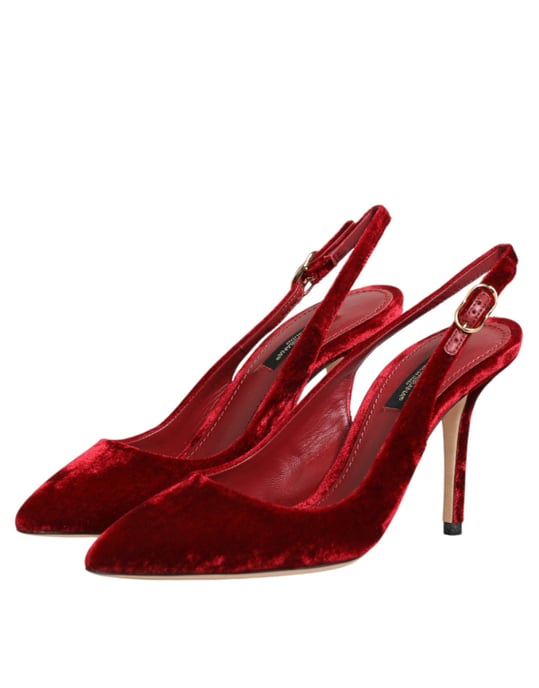 Zapatos de Tacón Alto de Ante Rojo Dolce & Gabbana con Correa al Tobillo - Image 5