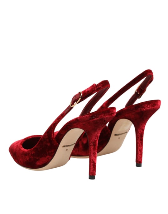 Zapatos de Tacón Alto de Ante Rojo Dolce & Gabbana con Correa al Tobillo - Image 6