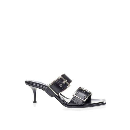 Sandalias de tacón stiletto de cuero negro Alexander McQueen - Image 1