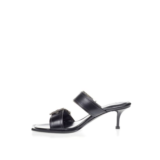 Sandalias de tacón stiletto de cuero negro Alexander McQueen - Image 2