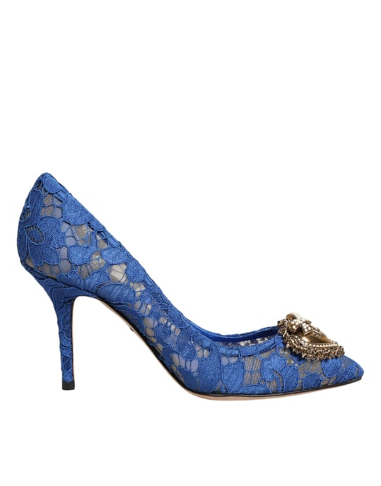 Zapatos de tacón DEVOTION en encaje azul Taormina de Dolce & Gabbana - Image 1