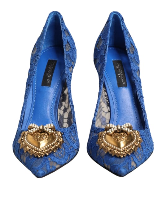 Zapatos de tacón DEVOTION en encaje azul Taormina de Dolce & Gabbana - Image 3