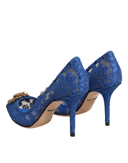 Zapatos de tacón DEVOTION en encaje azul Taormina de Dolce & Gabbana - Image 6