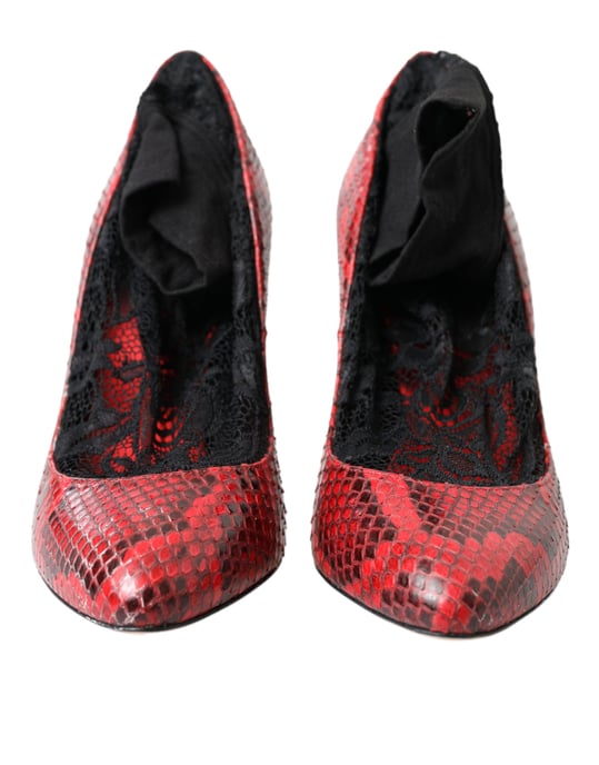 Zapatos de tacón con calcetas de cuero Ayers rojo de Dolce & Gabbana - Image 2