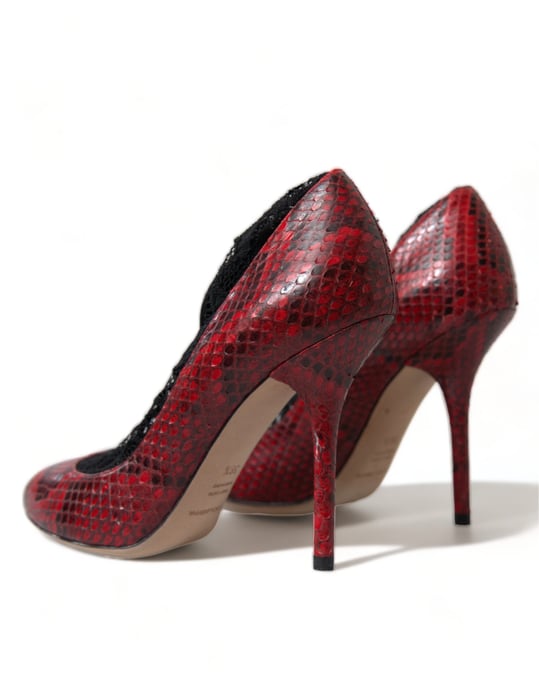 Zapatos de tacón con calcetas de cuero Ayers rojo de Dolce & Gabbana - Image 4
