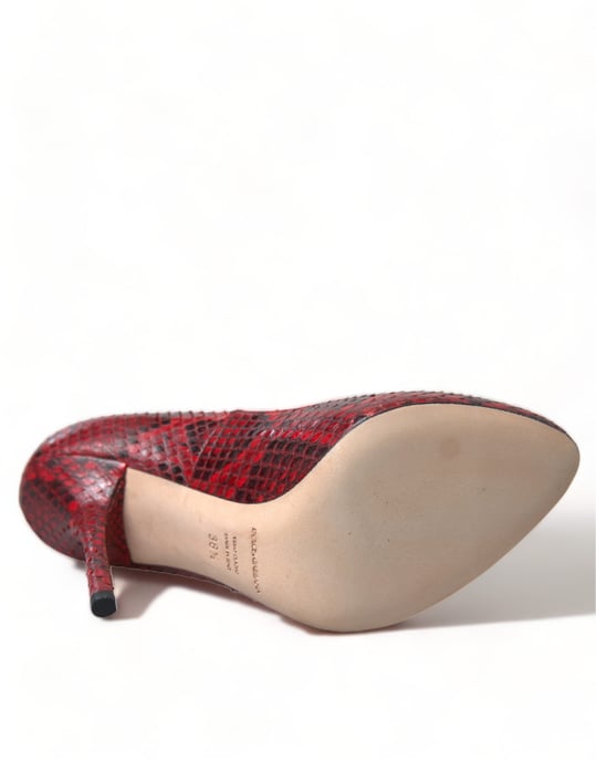Zapatos de tacón con calcetas de cuero Ayers rojo de Dolce & Gabbana - Image 6