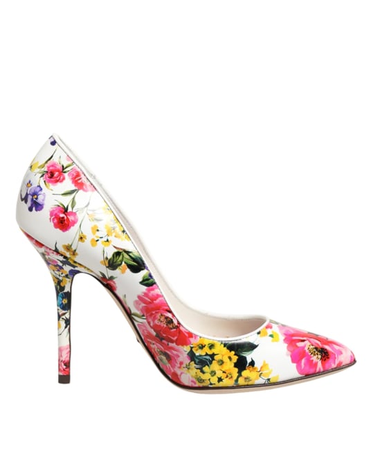Zapatos de tacón alto de cuero floral blanco de Dolce & Gabbana - Image 2