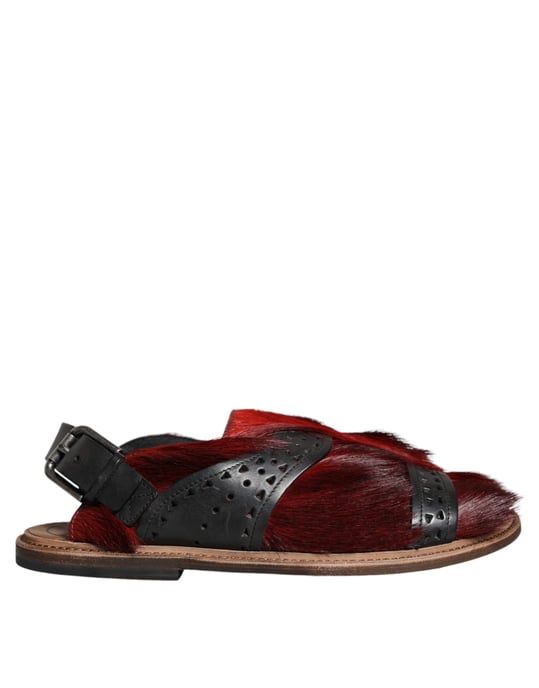 Sandalias de cuero negras y rojas Gazelle de Dolce & Gabbana - Image 1