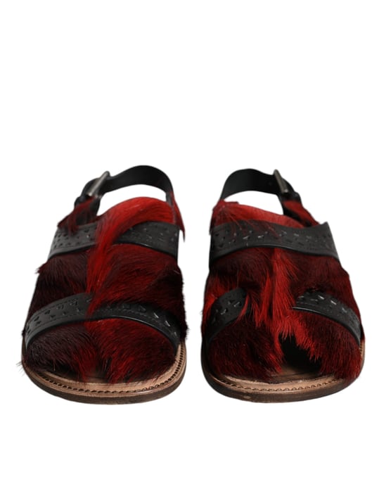 Sandalias de cuero negras y rojas Gazelle de Dolce & Gabbana - Image 2