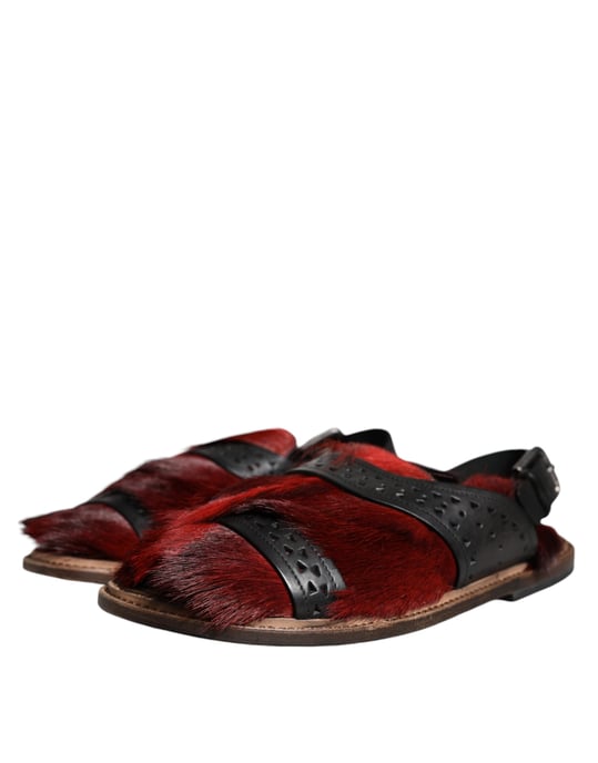 Sandalias de cuero negras y rojas Gazelle de Dolce & Gabbana - Image 3