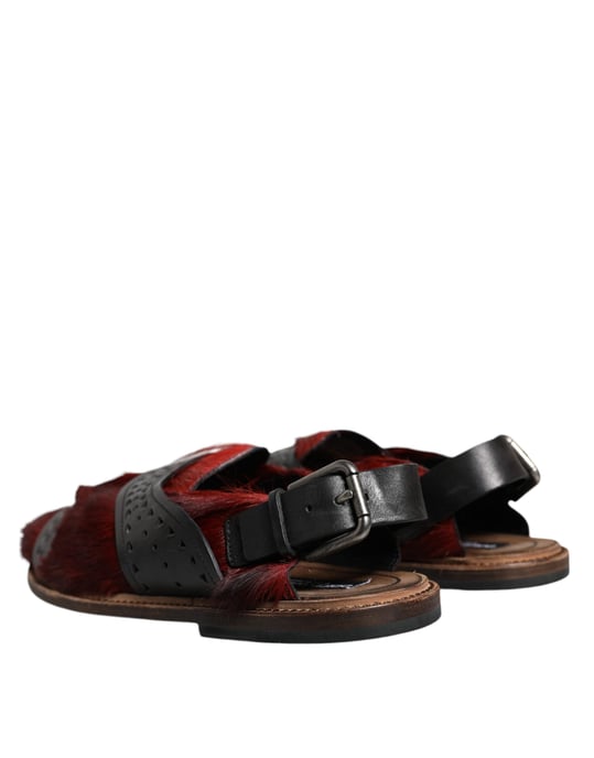 Sandalias de cuero negras y rojas Gazelle de Dolce & Gabbana - Image 4