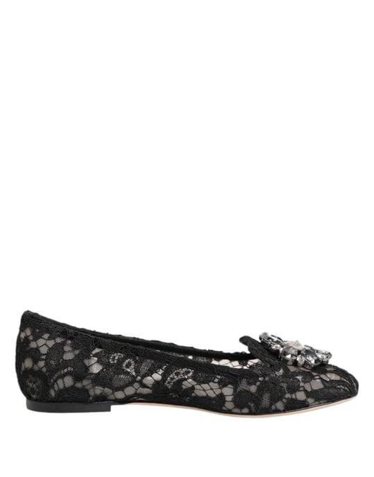 Zapatos Planos de Encaje Cristales Negros Taormina de Dolce & Gabbana - Image 2