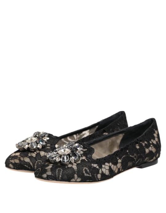 Zapatos Planos de Encaje Cristales Negros Taormina de Dolce & Gabbana - Image 6