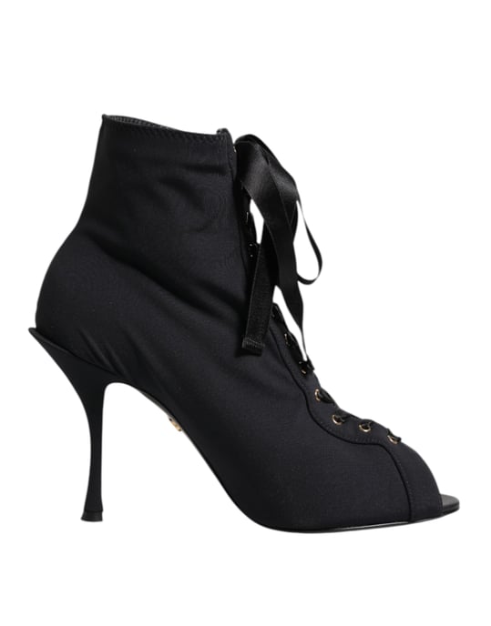 Botas de tacón alto negro con cordones Dolce & Gabbana - Image 1