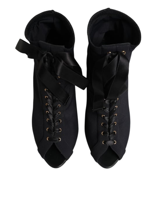 Botas de tacón alto negro con cordones Dolce & Gabbana - Image 3