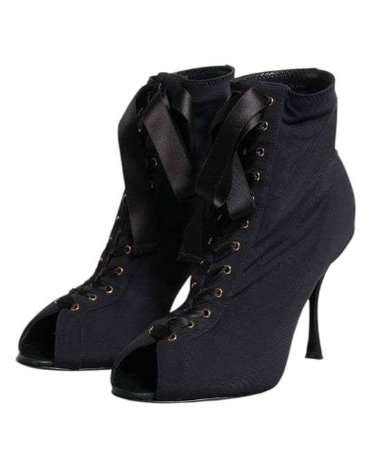 Botas de tacón alto negro con cordones Dolce & Gabbana - Image 4