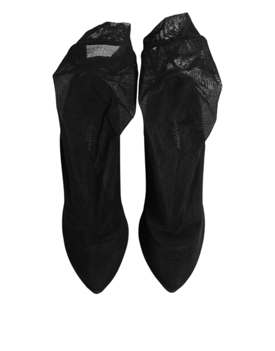 Botines de malla de seda negra elástica Dolce & Gabbana - Image 3