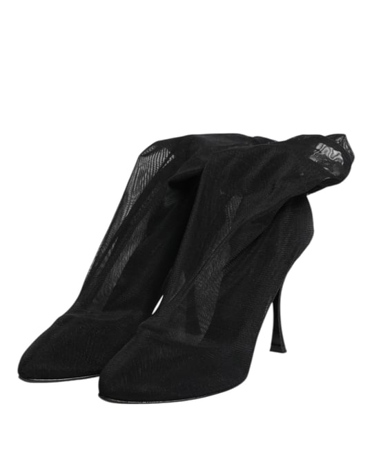 Botines de malla de seda negra elástica Dolce & Gabbana - Image 4
