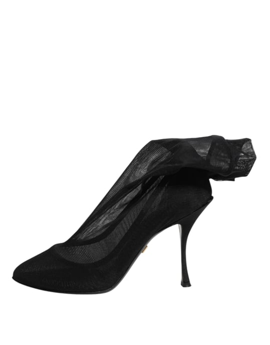 Botines de malla de seda negra elástica Dolce & Gabbana - Image 6
