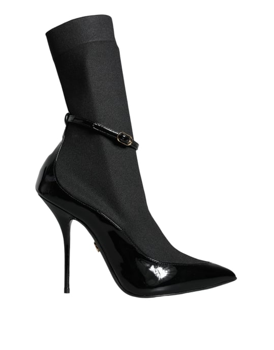 Botines de tacón alto de cuero negro Dolce & Gabbana - Image 1