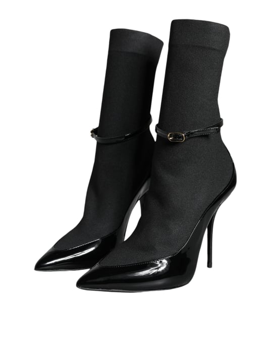Botines de tacón alto de cuero negro Dolce & Gabbana - Image 3