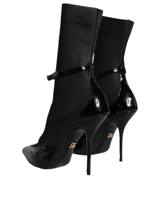 Botines de tacón alto de cuero negro Dolce & Gabbana - Image 4