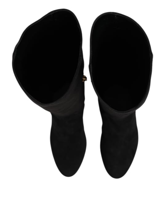 Botas altas de cuero de ante negro Dolce & Gabbana - Image 3