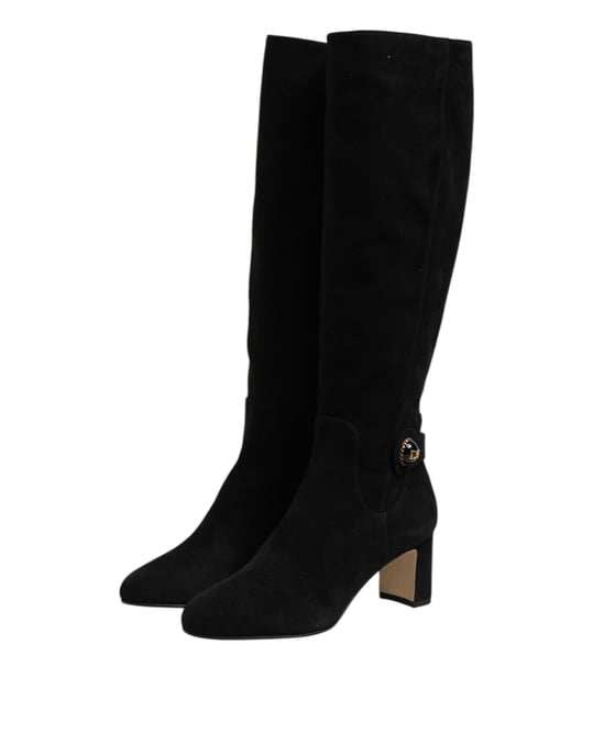 Botas altas de cuero de ante negro Dolce & Gabbana - Image 4