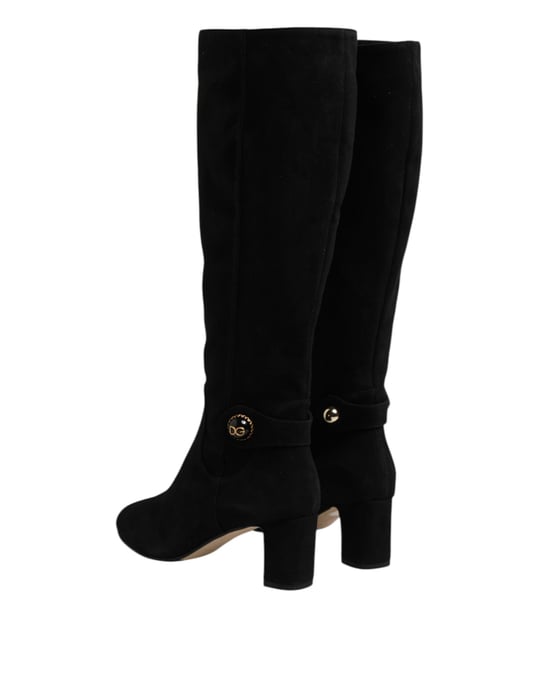 Botas altas de cuero de ante negro Dolce & Gabbana - Image 5