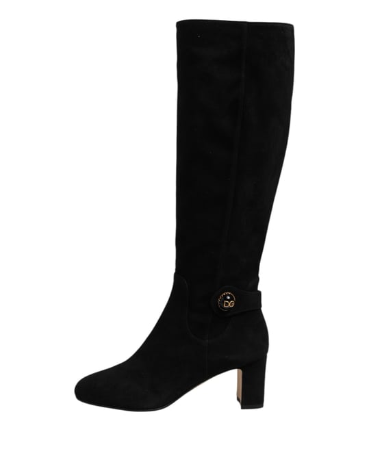 Botas altas de cuero de ante negro Dolce & Gabbana - Image 6