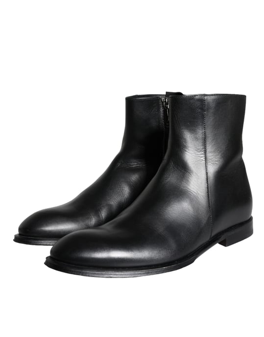 Botas de tobillo para hombres en cuero de ternera negro de Dolce & Gabbana - Image 3