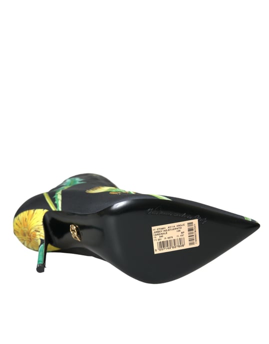 Botines de Jersey Elástico Negro Floral de Dolce & Gabbana - Image 6
