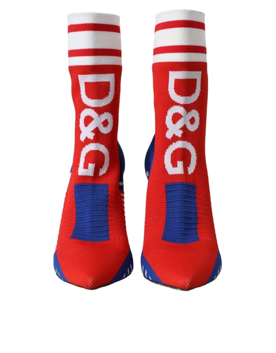 Botas Cortas de Estilo Calcetín Elásticas Rojo y Azul con Logo de Dolce & Gabbana - Image 2