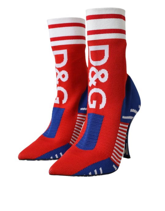 Botas Cortas de Estilo Calcetín Elásticas Rojo y Azul con Logo de Dolce & Gabbana - Image 3