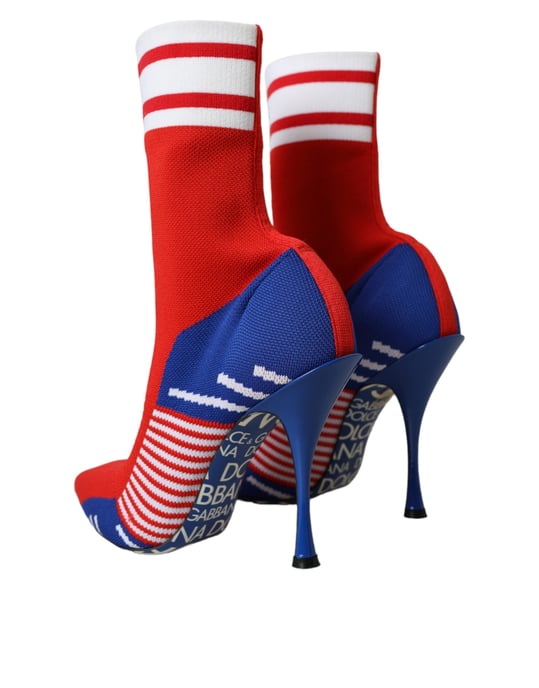 Botas Cortas de Estilo Calcetín Elásticas Rojo y Azul con Logo de Dolce & Gabbana - Image 4