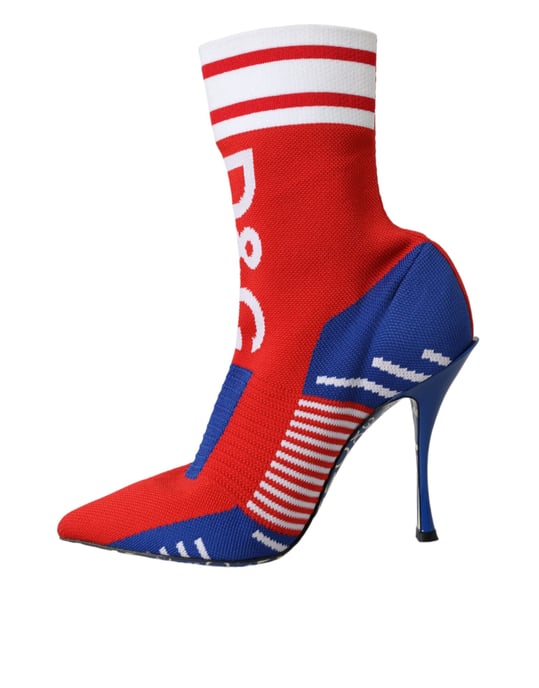 Botas Cortas de Estilo Calcetín Elásticas Rojo y Azul con Logo de Dolce & Gabbana - Image 5