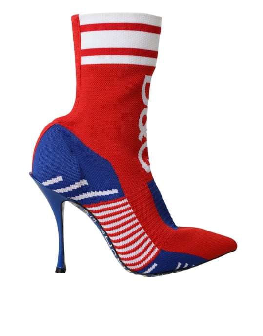 Botas Cortas de Estilo Calcetín Elásticas Rojo y Azul con Logo de Dolce & Gabbana - Image 6