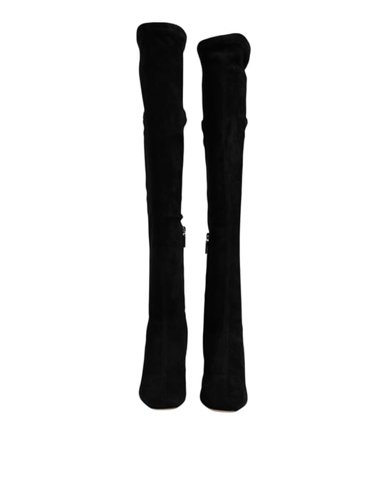 Botas de Cuero Suede Negras Hasta la Rodilla Dolce & Gabbana - Image 2