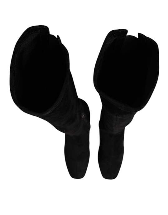 Botas de Cuero Suede Negras Hasta la Rodilla Dolce & Gabbana - Image 3