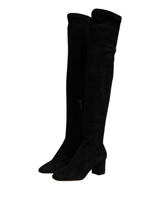 Botas de Cuero Suede Negras Hasta la Rodilla Dolce & Gabbana - Image 4