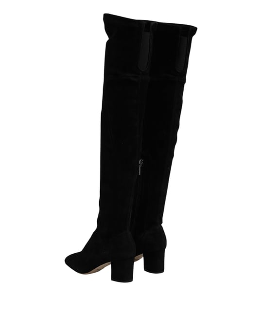 Botas de Cuero Suede Negras Hasta la Rodilla Dolce & Gabbana - Image 5